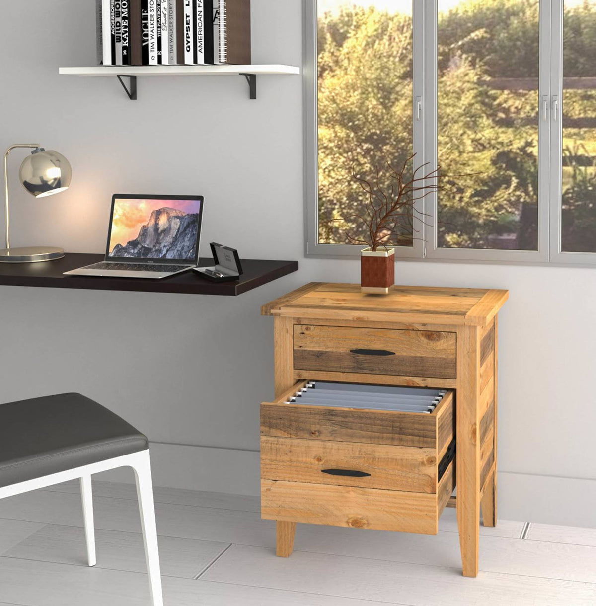 Reclaimed Wood Filing Cabinet with Two Drawers S916735