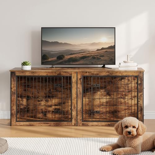 63" Double Dog Crate Furniture with Divider G525308