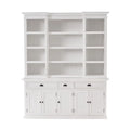 White Mahogany Wood Kitchen Hutch Cabinet with 5 Doors 3 Drawers P4641