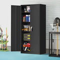 72 inch Black Metal Garage Storage Cabinet with Locking Doors C250088