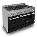 48 in. Gas Burner Electric Oven Stainless Steel 7 Range with Black Matte Door I98289