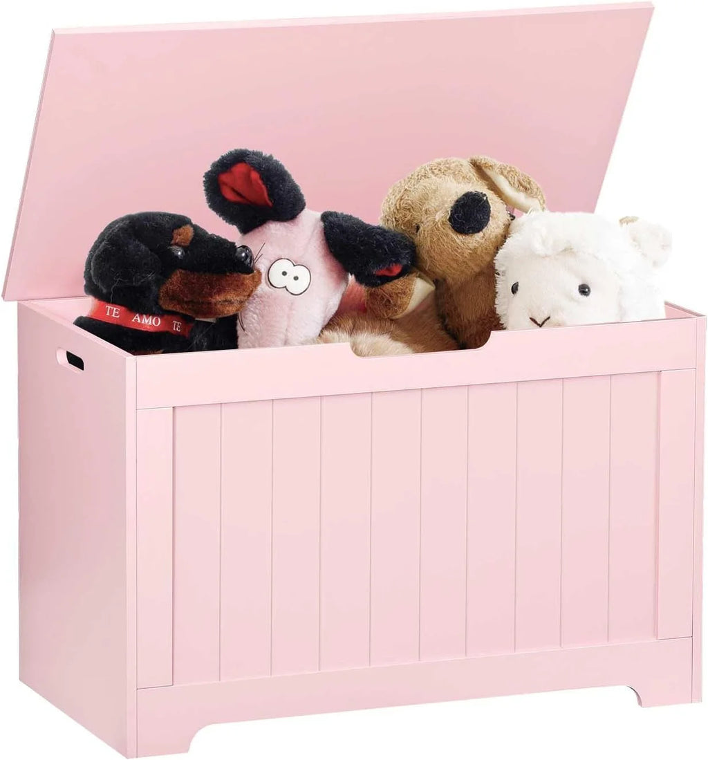 White Wooden Toy Box Storage Chest with Flip-top Lid H295