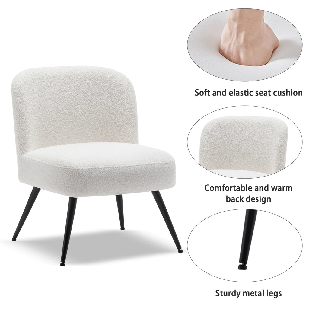 White Faux Leather Accent Chairs Set of 2 with Metal Legs V46983