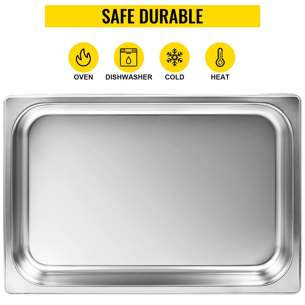 4 Pack 4 Inch Deep Full Size Stainless Steel Hotel Pan with Lid I51357