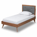 Dark Grey and Brown Wood Twin Size Platform Bed D6641
