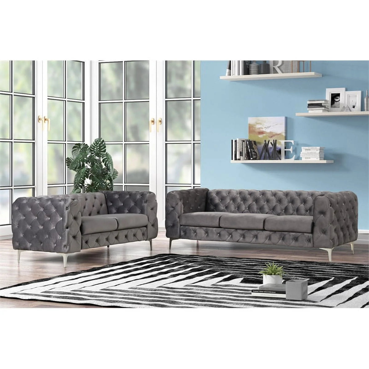 Velvet Loveseat Sofa P376649