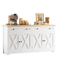 Natural Wood Buffet Cabinet with Drawers and Doors A144411