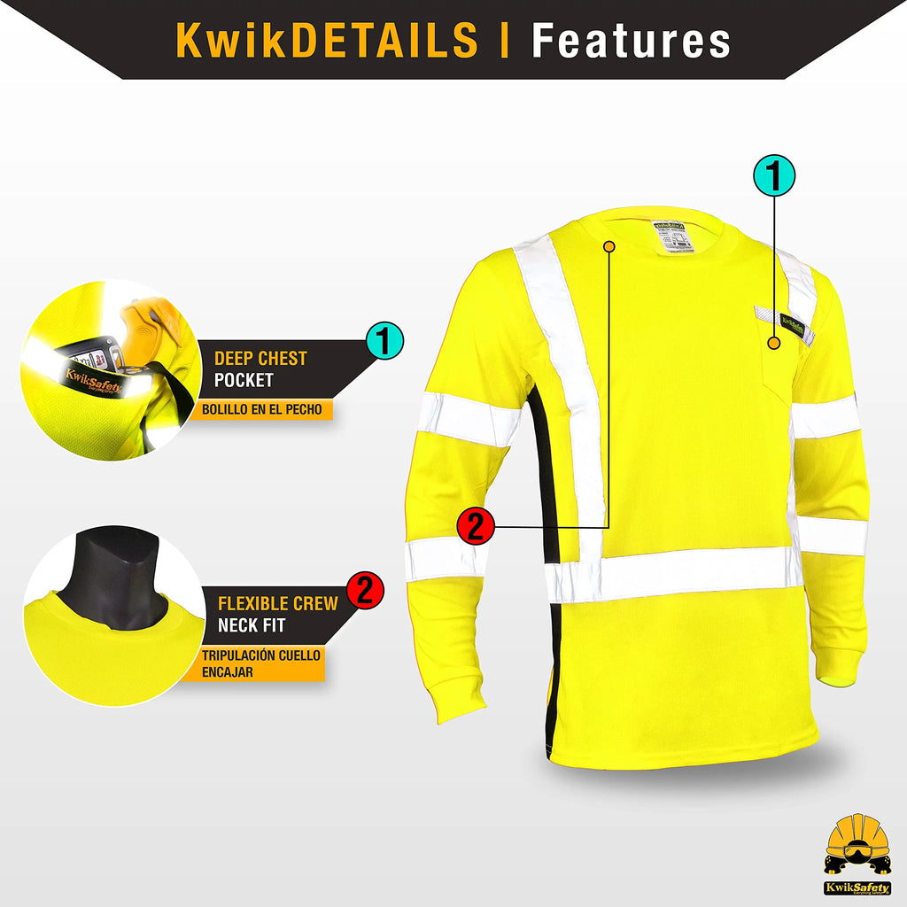 Long Sleeve Safety Shirt with Pocket & Reflective Tape Yellow Small G97905