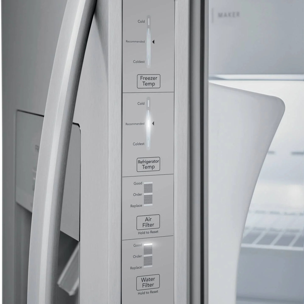 36 IN 25.6 CU FT Stainless Steel Side-by-Side Refrigerator with Water and Ice Dispenser Y73485