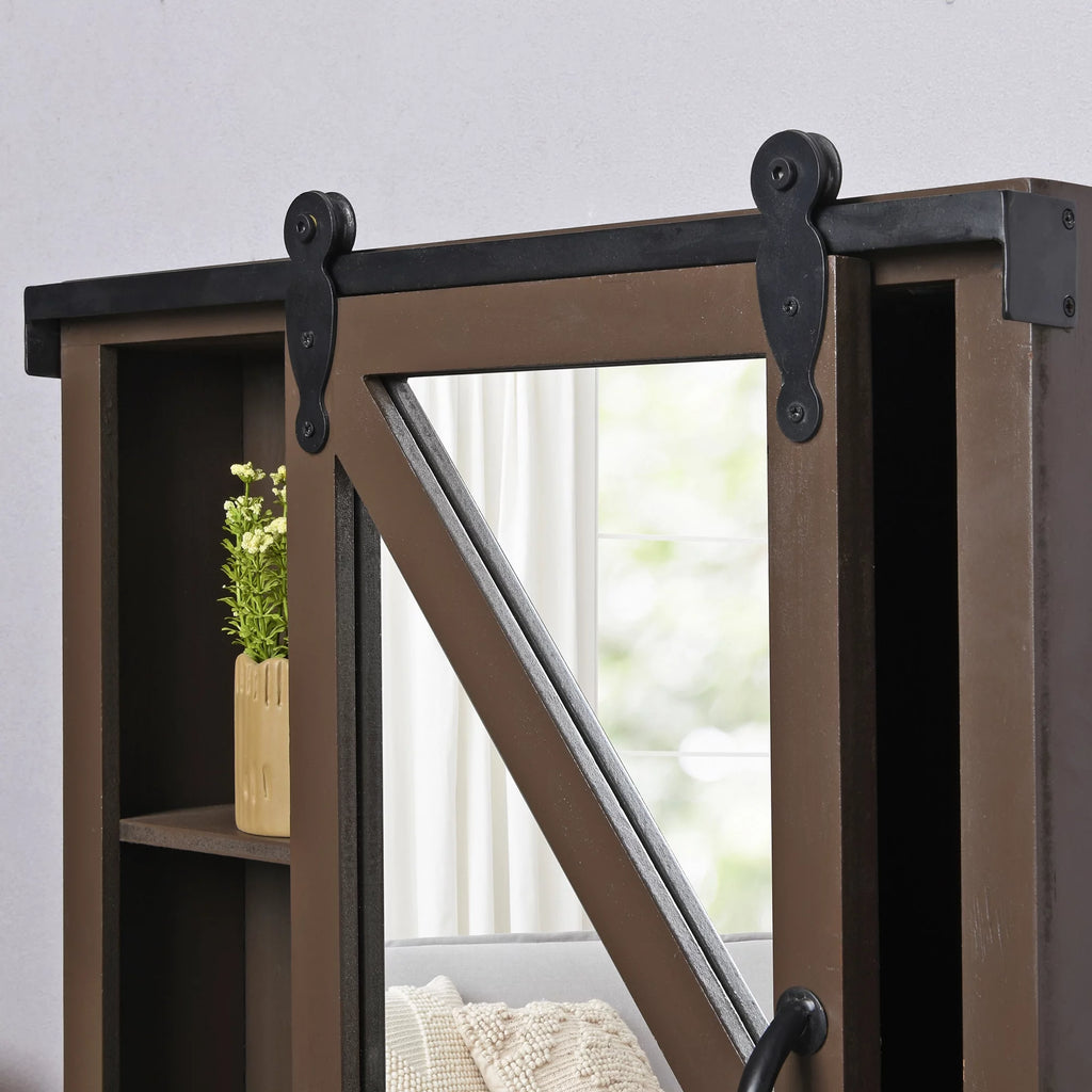 Dark Brown Mirrored Cabinet G88701