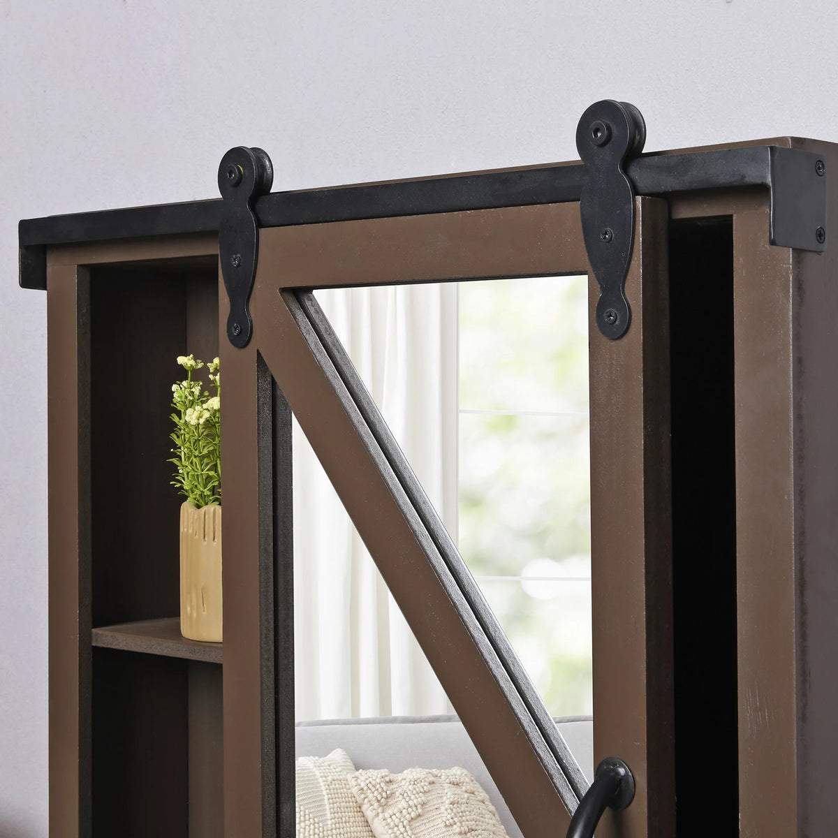 Dark Brown Mirrored Cabinet G88701
