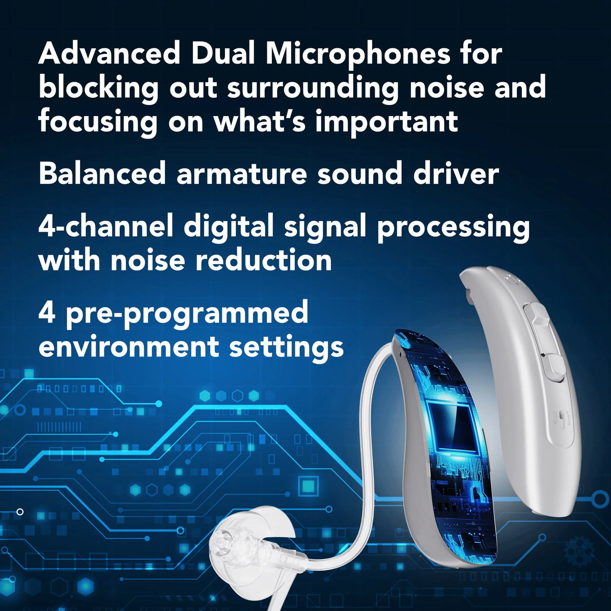 Behind-the-Ear Hearing Aids with Charging Case X598