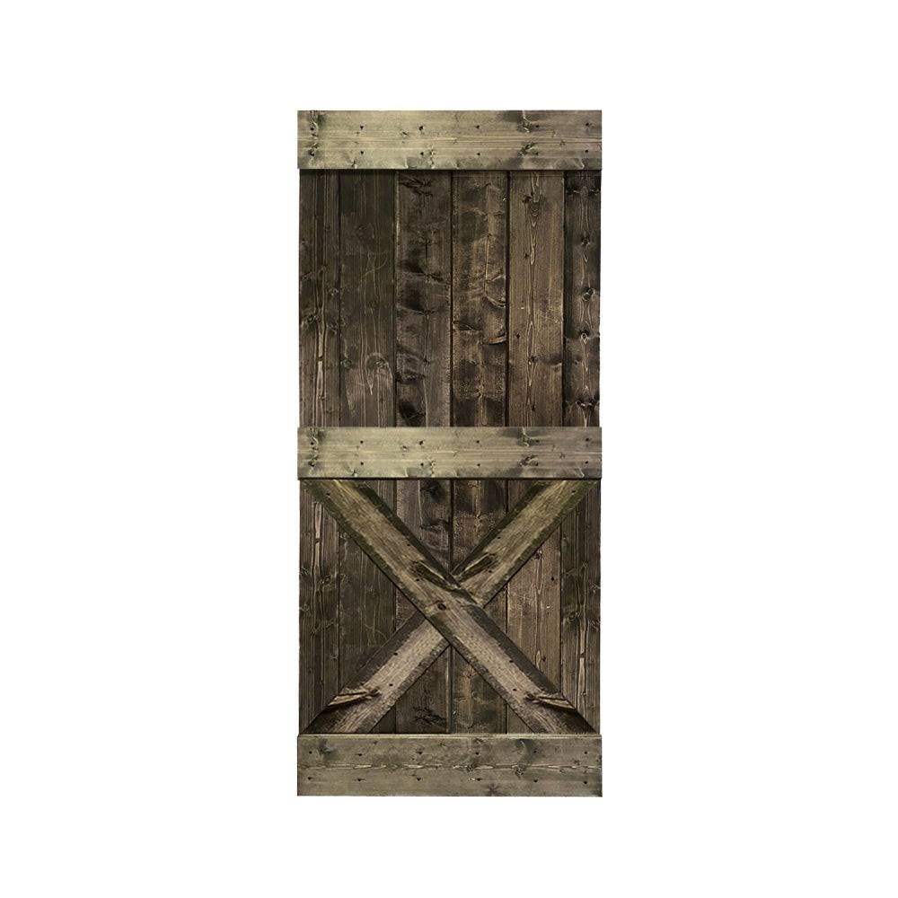 Light Cream Stained Knotty Pine Wood Sliding Barn Door Slab Z26681