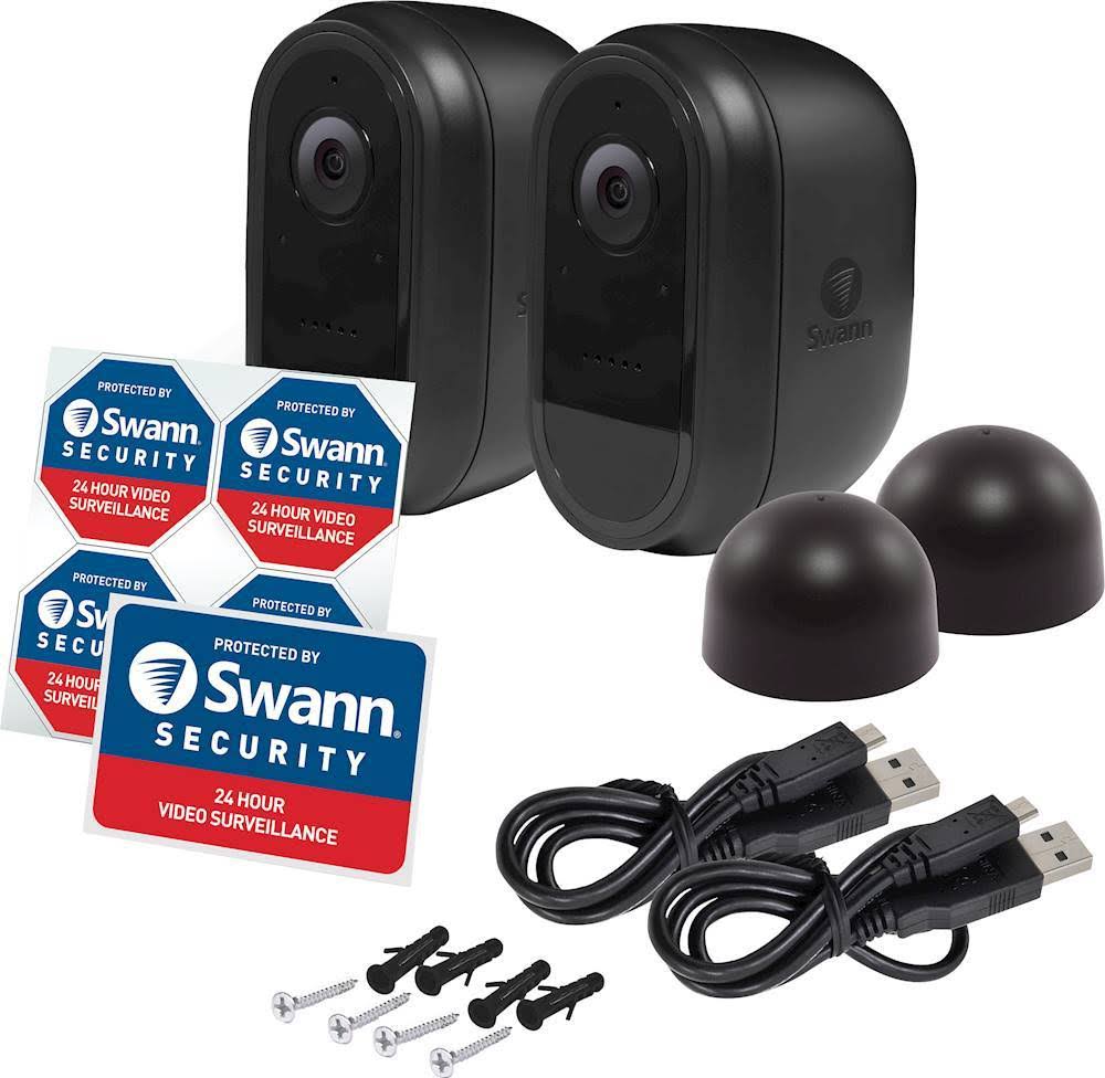 Indoor/Outdoor 1080p Wi-Fi Wire-Free Surveillance Camera 2-Pack Black C142330
