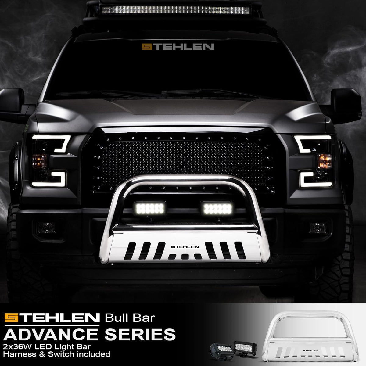 Polished Stainless Steel Bull Bar with LED Light Bars K801