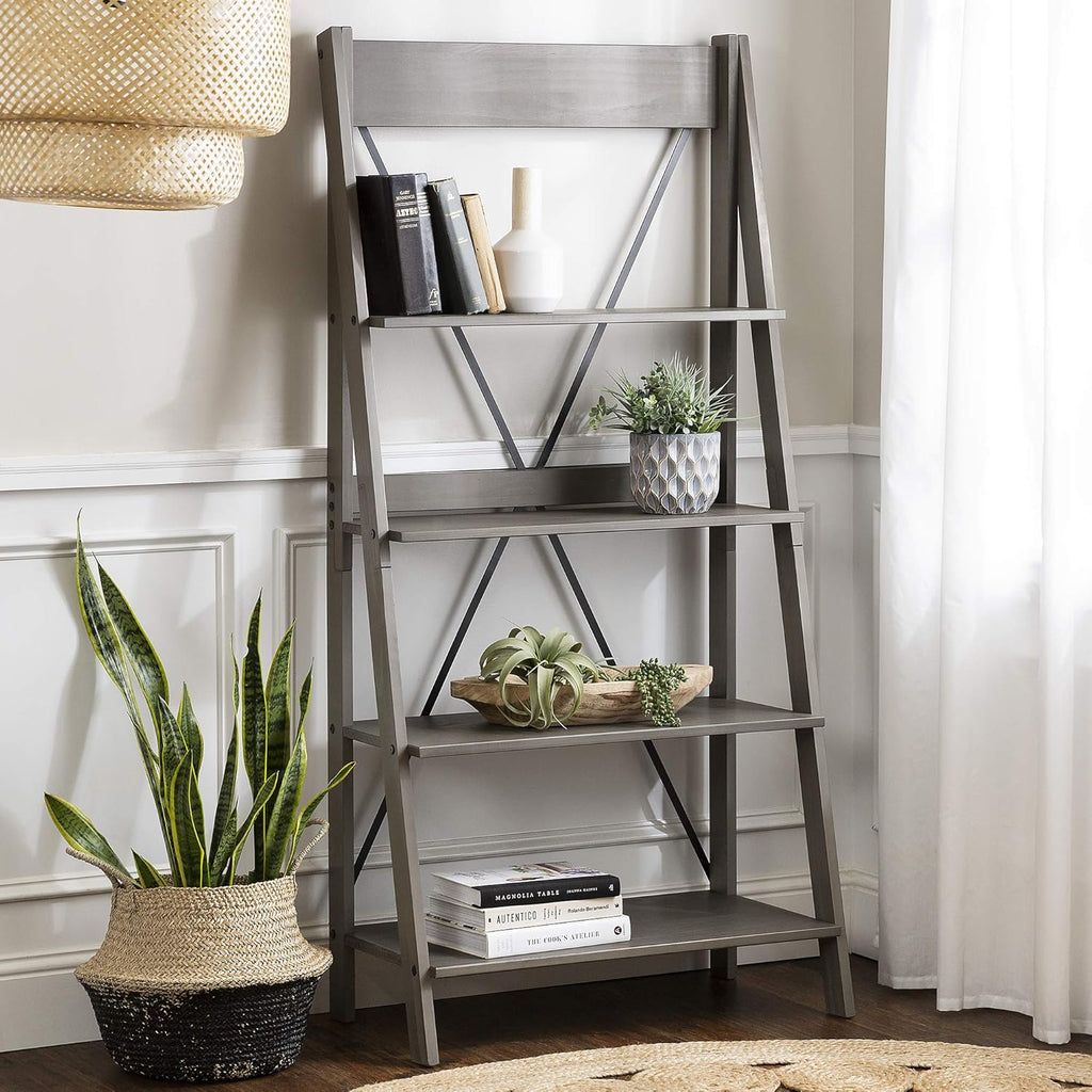 Brown 4 Shelves Wood Bookcase Q25412