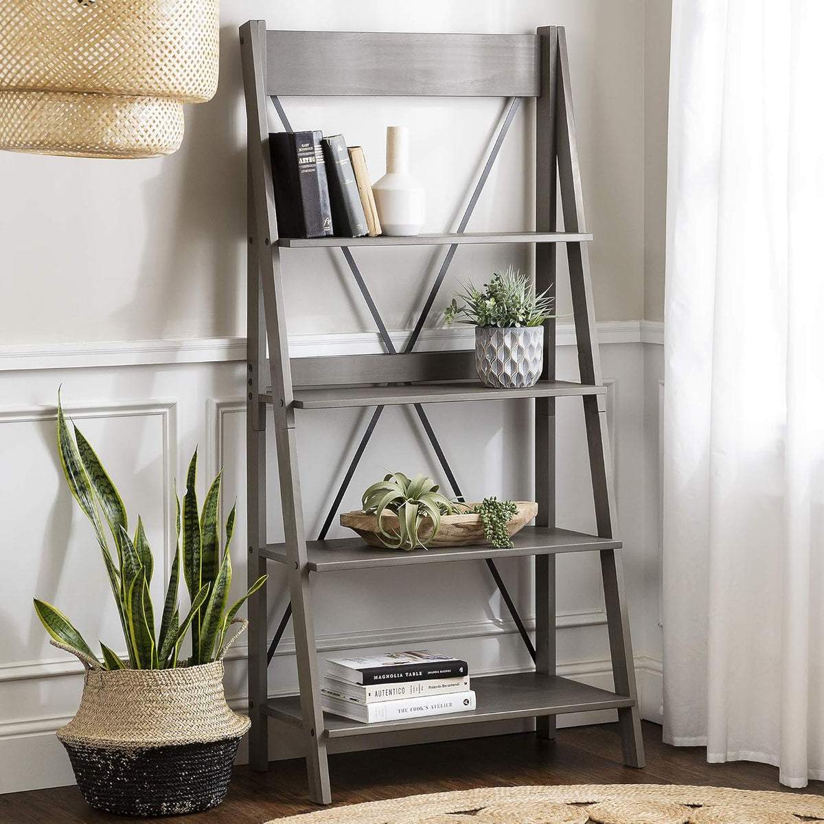 Brown 4 Shelves Wood Bookcase Q25412