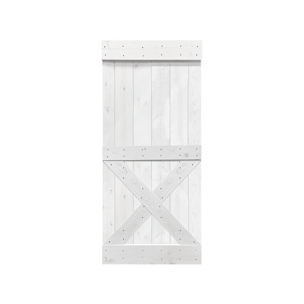 Light Cream Stained Knotty Pine Wood Sliding Barn Door Slab Z26681