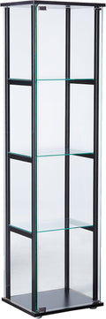 4-Shelf Glass Curio Cabinet Black and Clear M528145