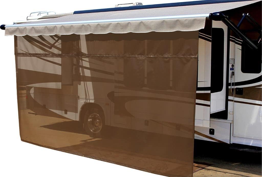 Black 10' x 6' Solar Mesh RV Awning Sun Shade Y6592