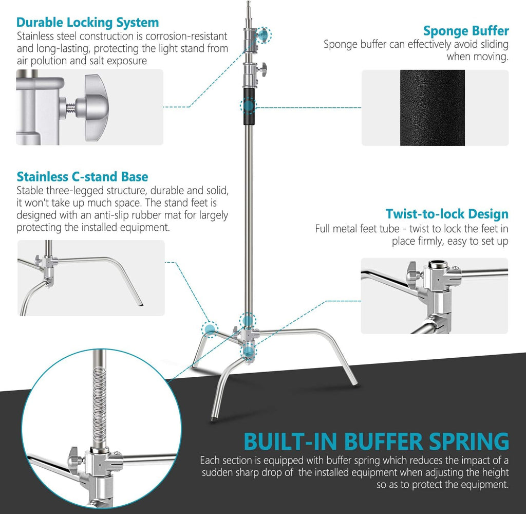 10 Feet C-Stand Light Stand with Extension Boom Arm and Carry Bag R804267