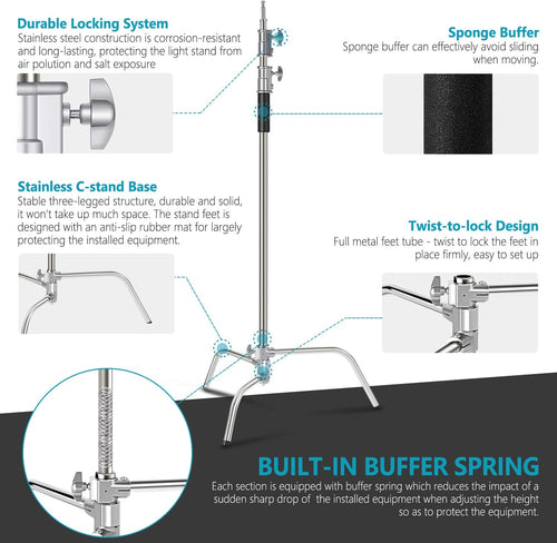10 Feet C-Stand Light Stand with Extension Boom Arm and Carry Bag R804267