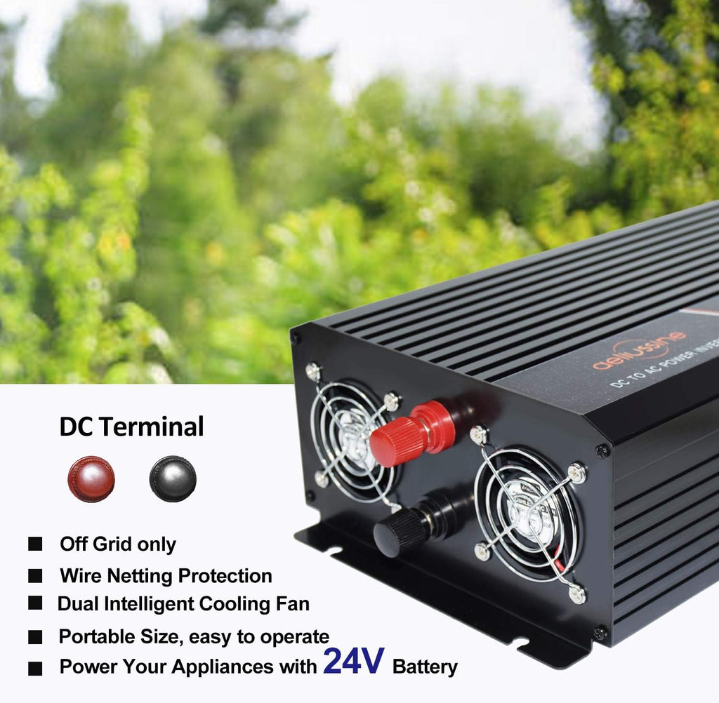 1000 watt Pure Sine Wave Inverter 24v dc to ac 120v with LCD Display T597