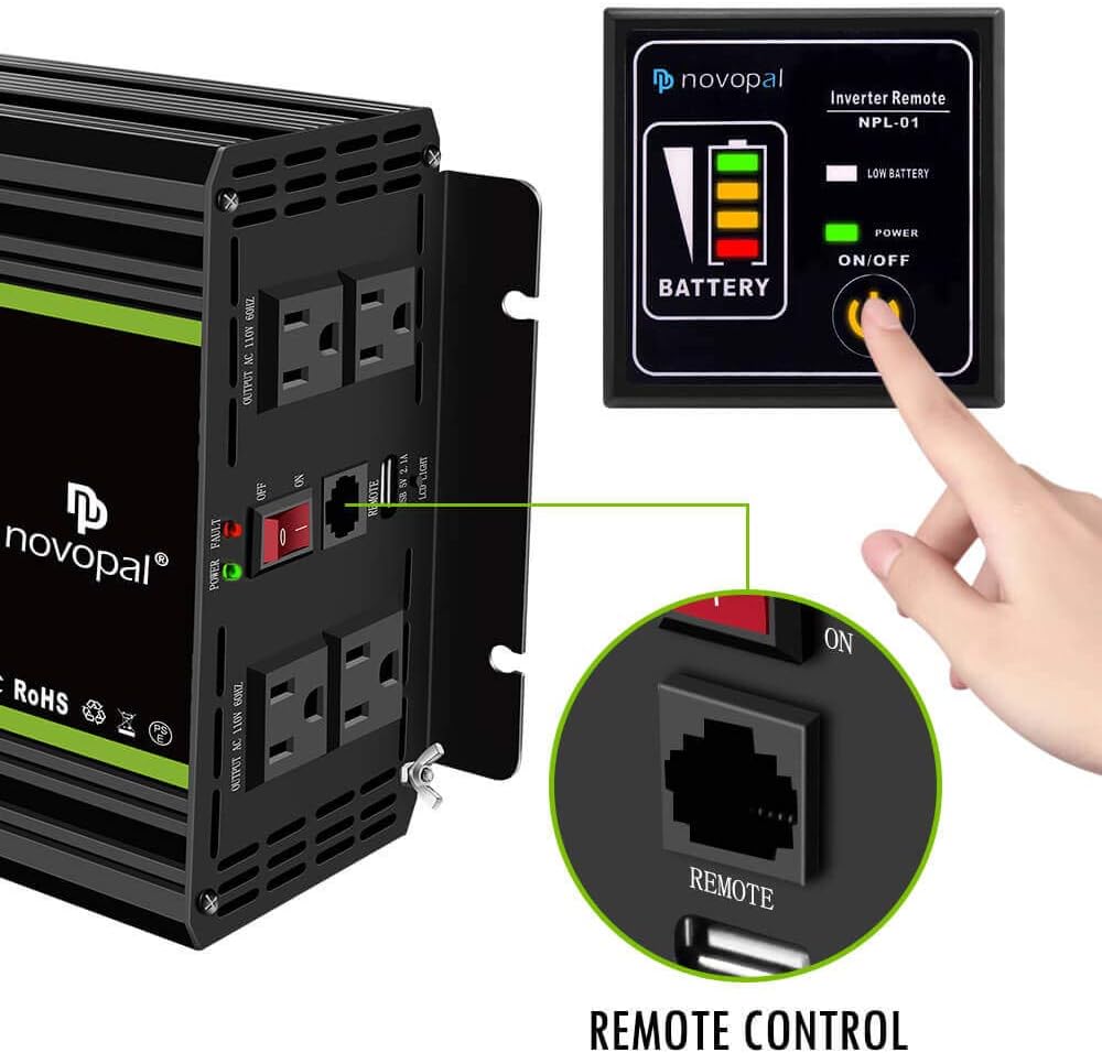1500 watt Pure Sine Wave Power Inverter 12V to 110V/120V 4 AC Outlets X802
