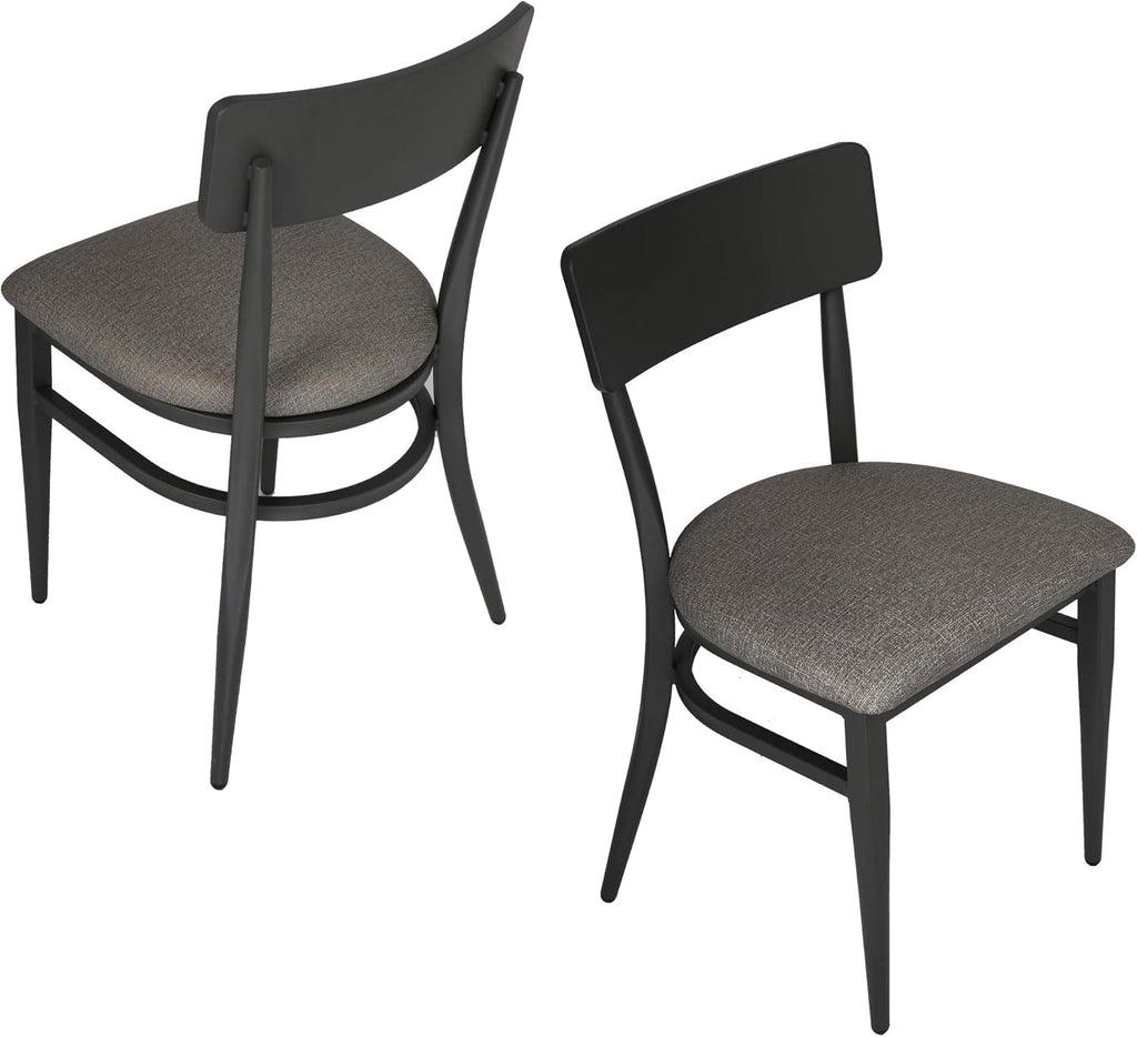 Set of 2 Metal Stackable Dining Chairs with Wood Seat N182
