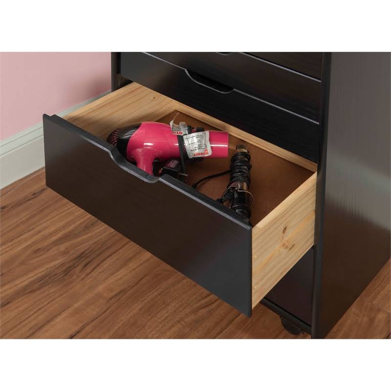 Black 8 Drawer Wood Rolling Storage Cart P932143