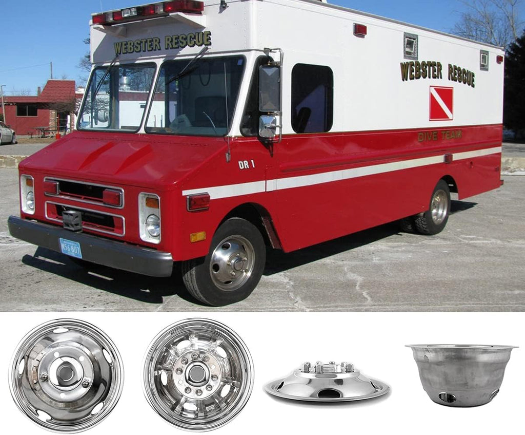 16 Polished Stainless Steel 8 Lug Dually Wheel Simulators B4841