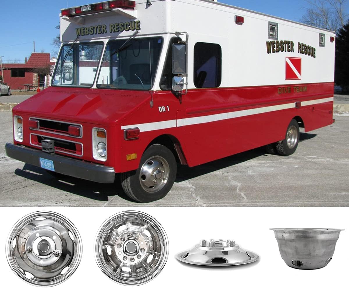 16 Polished Stainless Steel 8 Lug Dually Wheel Simulators B4841