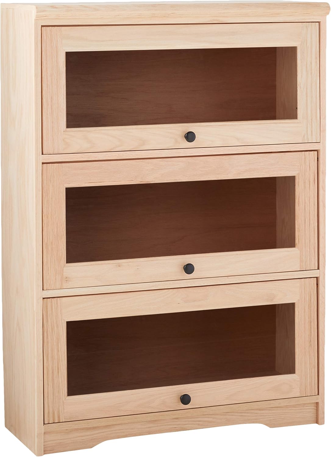 3 Door Lawyer Bookcase, 32 Wide, Medium Oak Finish S364