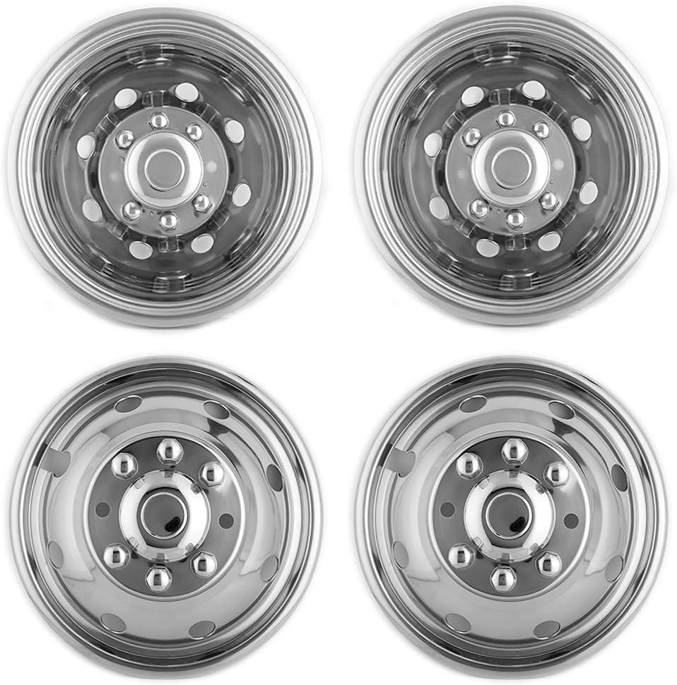 16 Polished Stainless Steel 8 Lug Dually Wheel Simulators B4841