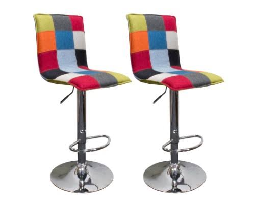 Linen Adjustable Bar Stool Set of 2 J989