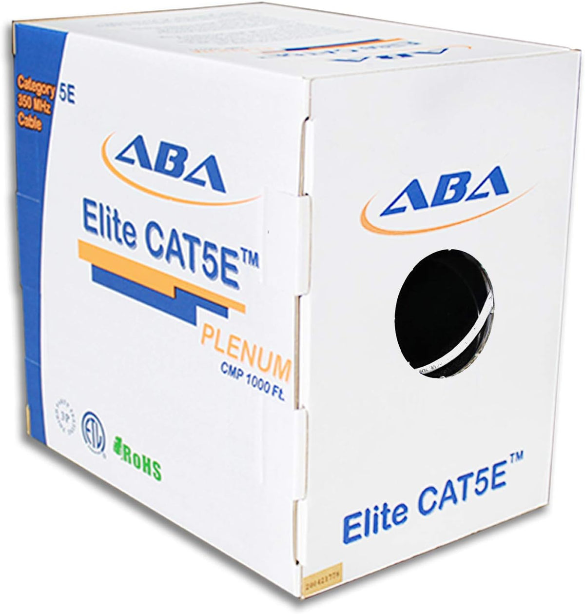 CAT5E Plenum Ethernet Cable 1000ft UTP 24AWG Bare Copper Yellow O349
