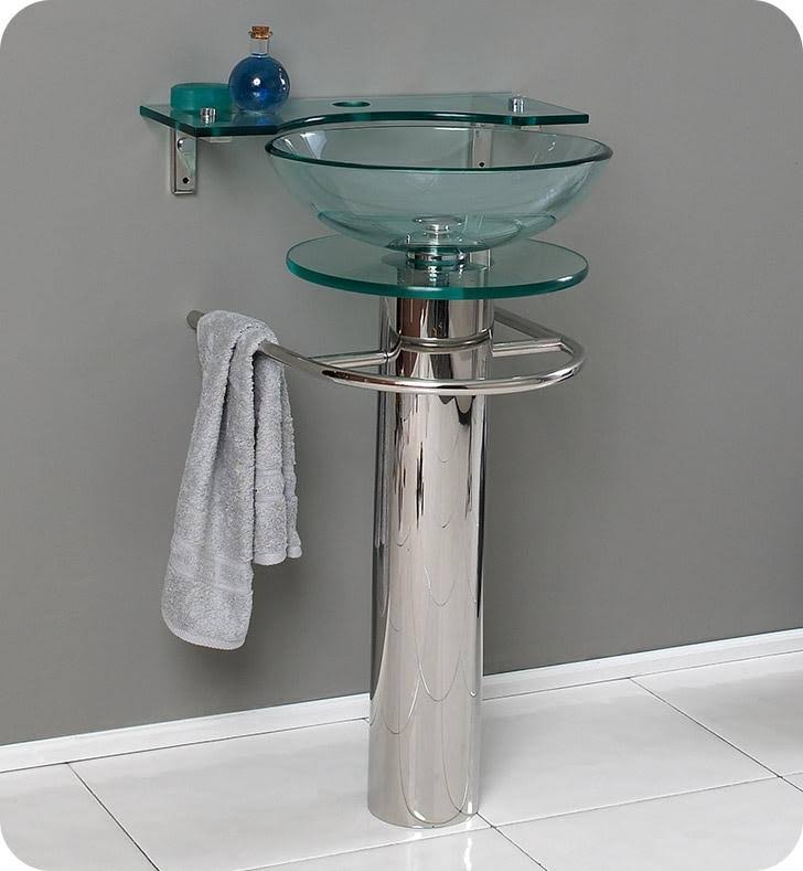 Modern Glass Bathroom Pedestal E558