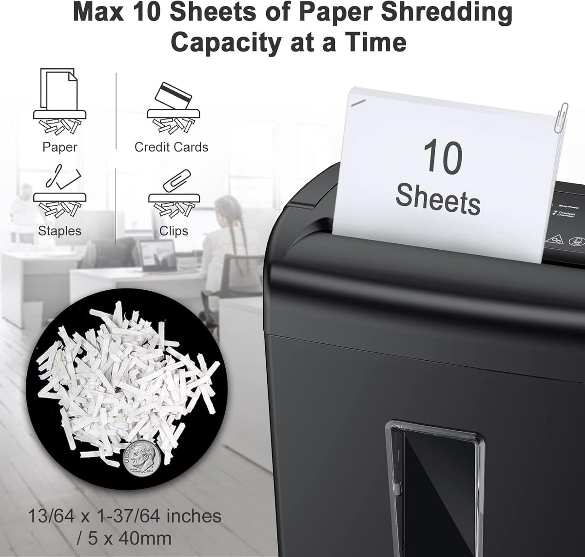 10-Sheet Cross-Cut Paper Shredder with 5.5 Gallons Basket J949768