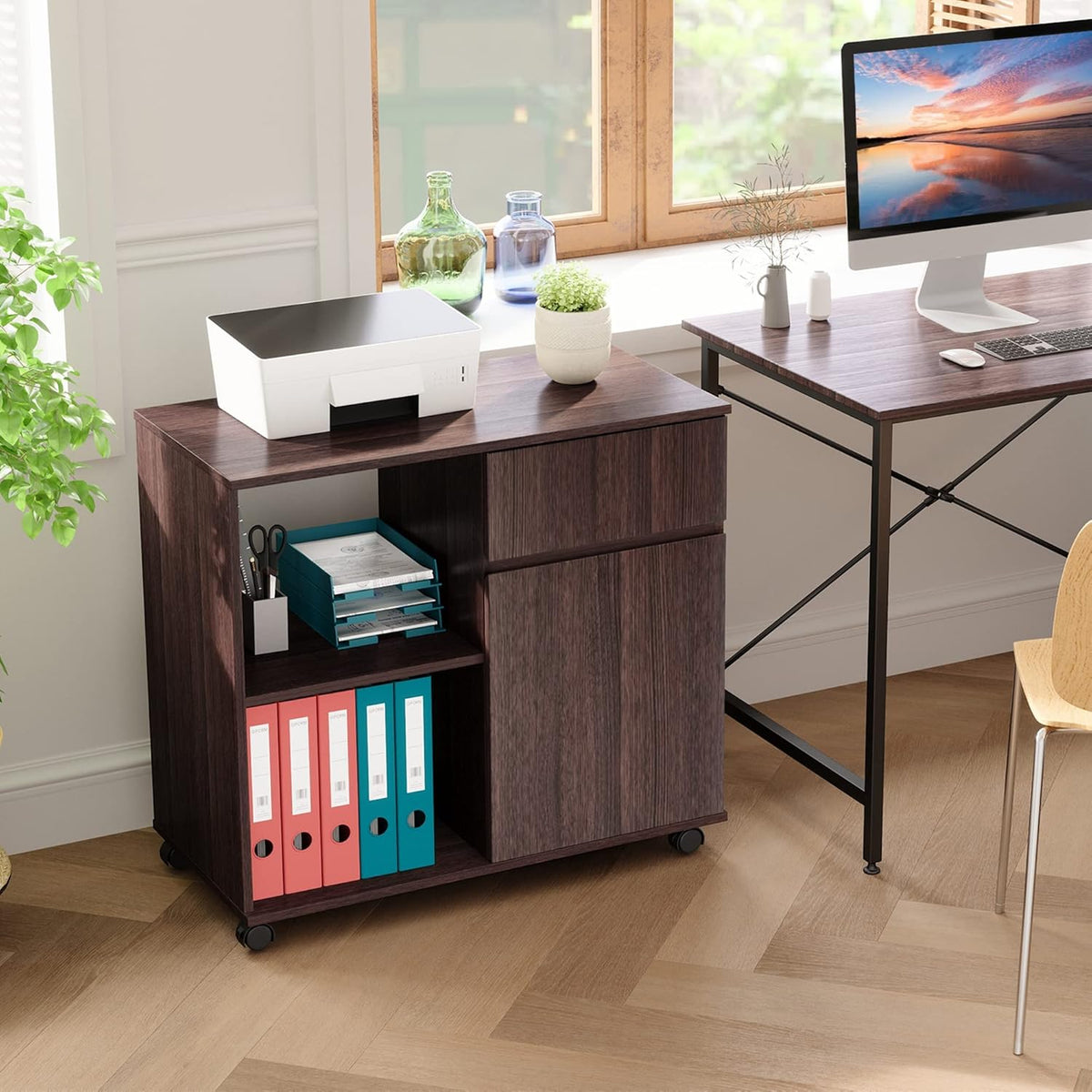 Wood File Cabinet with Storage Shelves G2431