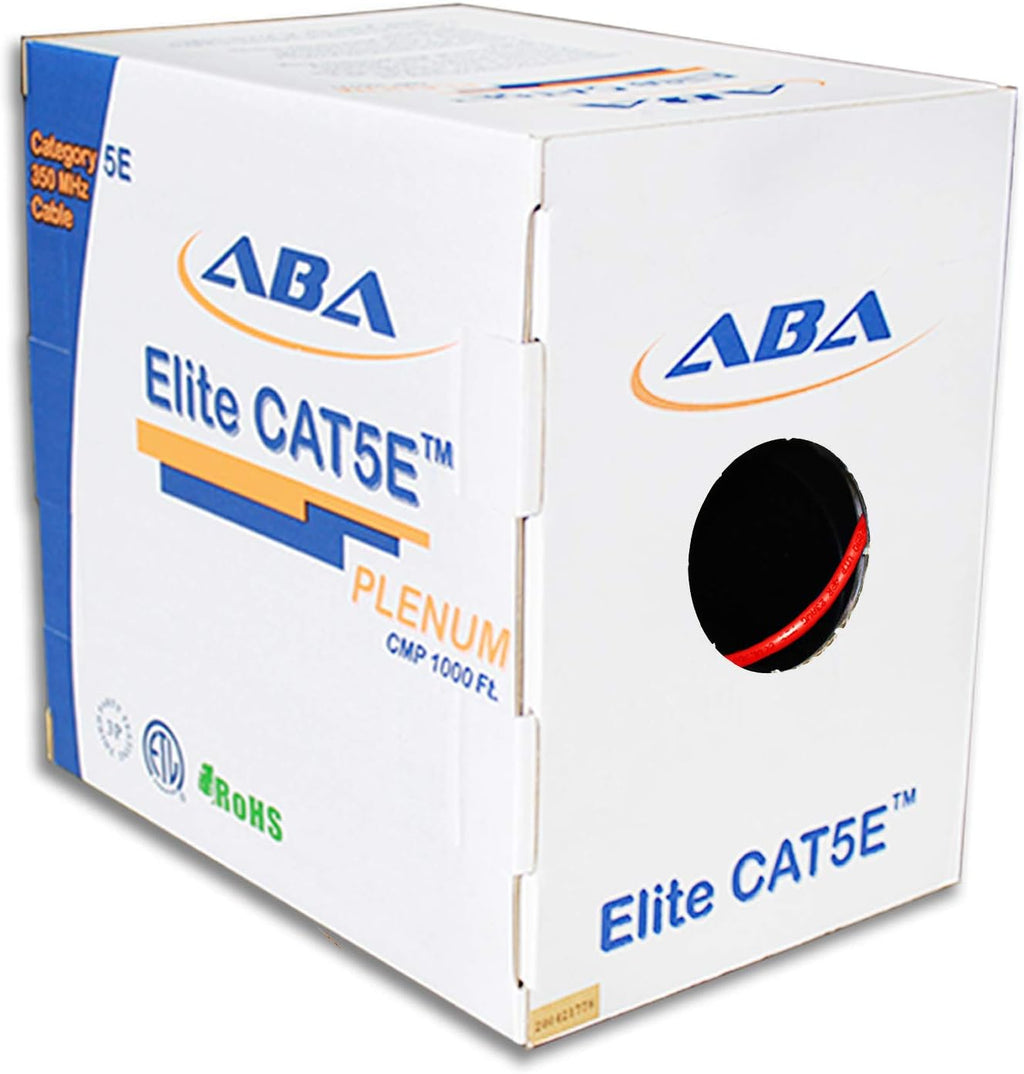 CAT5E Plenum Ethernet Cable 1000ft UTP 24AWG Bare Copper Yellow O349