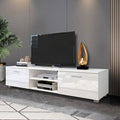 White TV Stand with Storage Cabinet and Open Shelves Z833