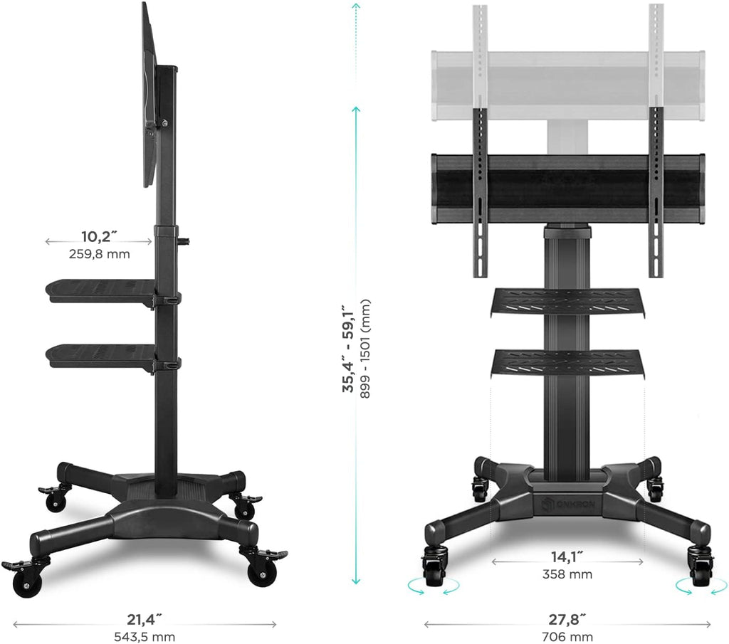 Mobile TV Stand with Wheels for 32” – 55” Flat Screen TVs U763