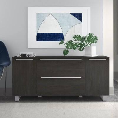2-Drawer Lateral Filing Cabinet Espresso Silver U65085