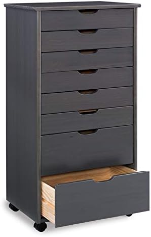 Gray Eight Drawer Wood Rolling Storage Cart R750852