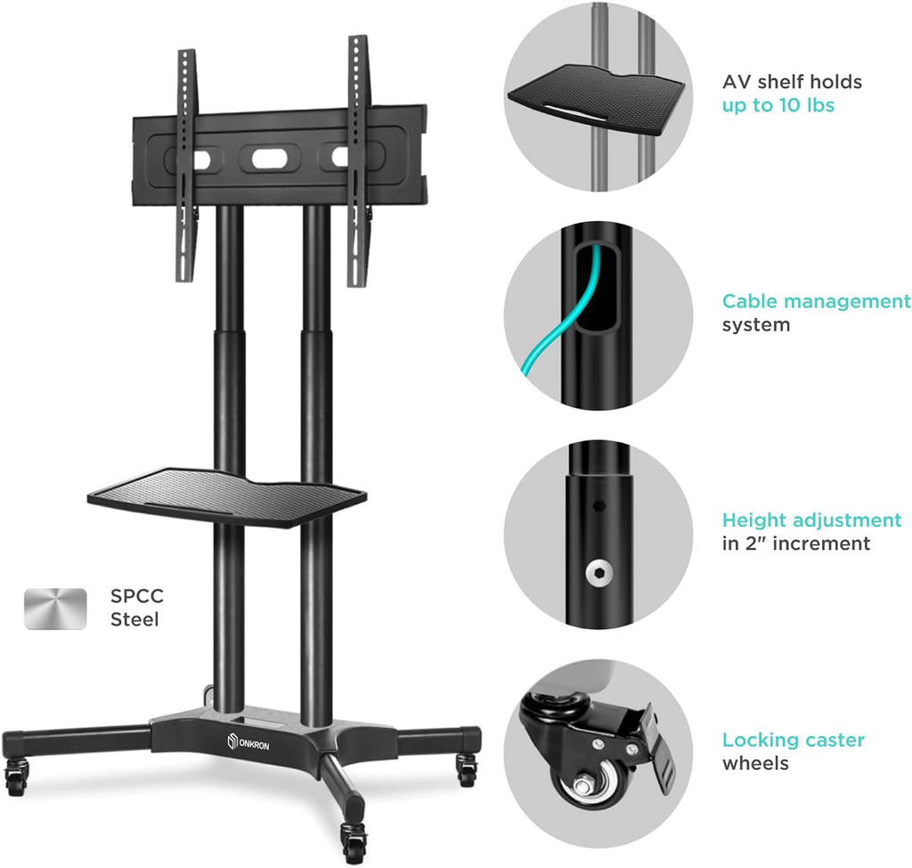 Mobile TV Stand for 40 to 65 Inch TV with Wheels Shelves V846952