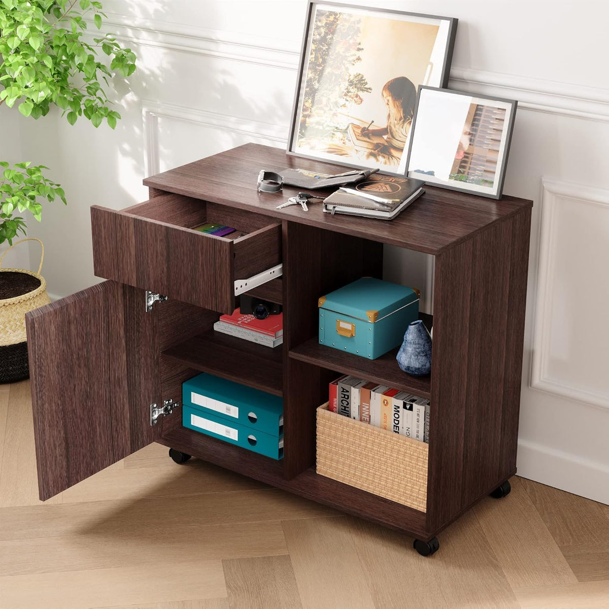 Wood File Cabinet with Storage Shelves G2431