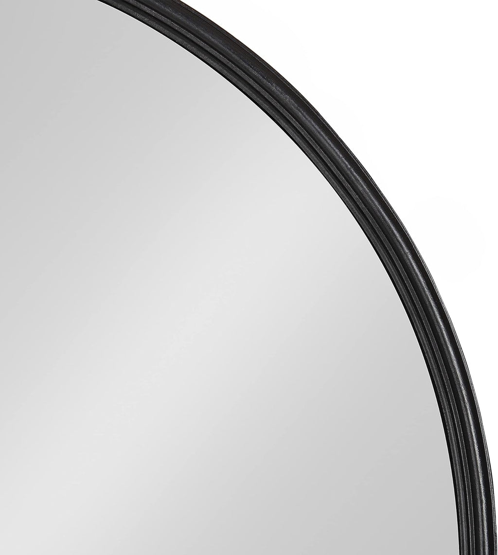 Black Flat Circle Wall Mirror Q137