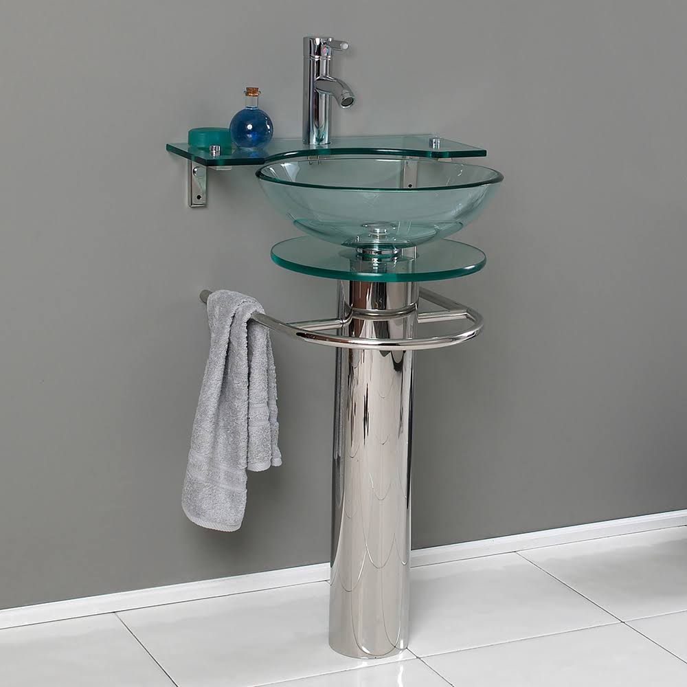 Modern Glass Bathroom Pedestal E558