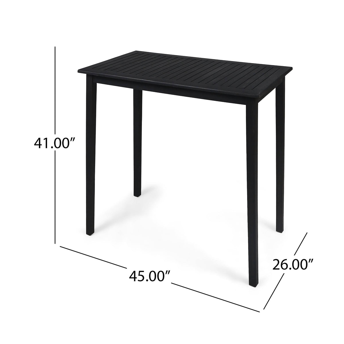 Acacia Wood Rectangle Bar Table Dark Gray U8332