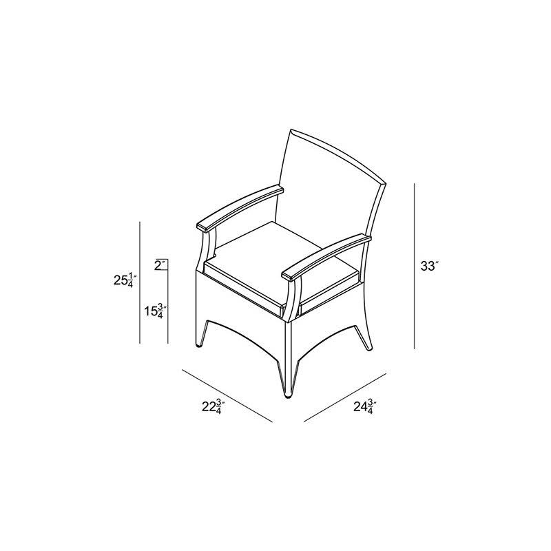 Patio Dining Arm Chair Canvas Charcoal X60965